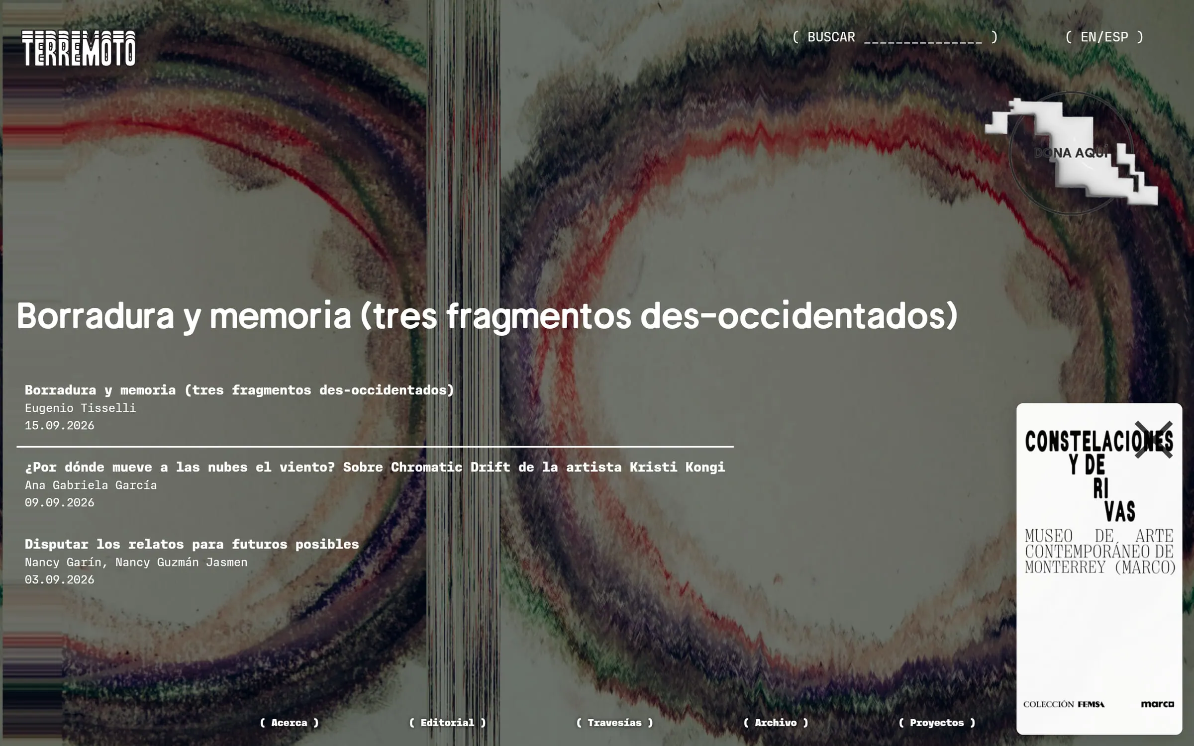 Portada de Terremoto con un ensayo destacado